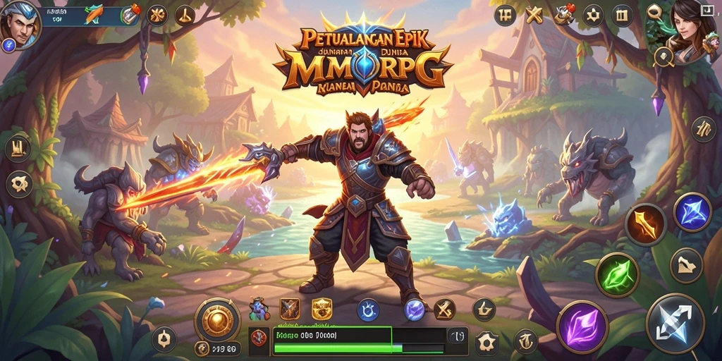 Gameplay seru di dunia fantasi MMORPG yang luas.