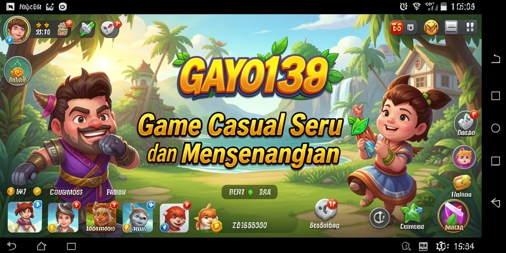Screenshot utama GAYO138 menampilkan gameplay yang ceria dan menggugah semangat.