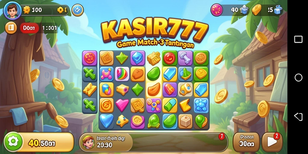 Screenshot gameplay KASIR777 menampilkan momen seru mencocokkan objek.