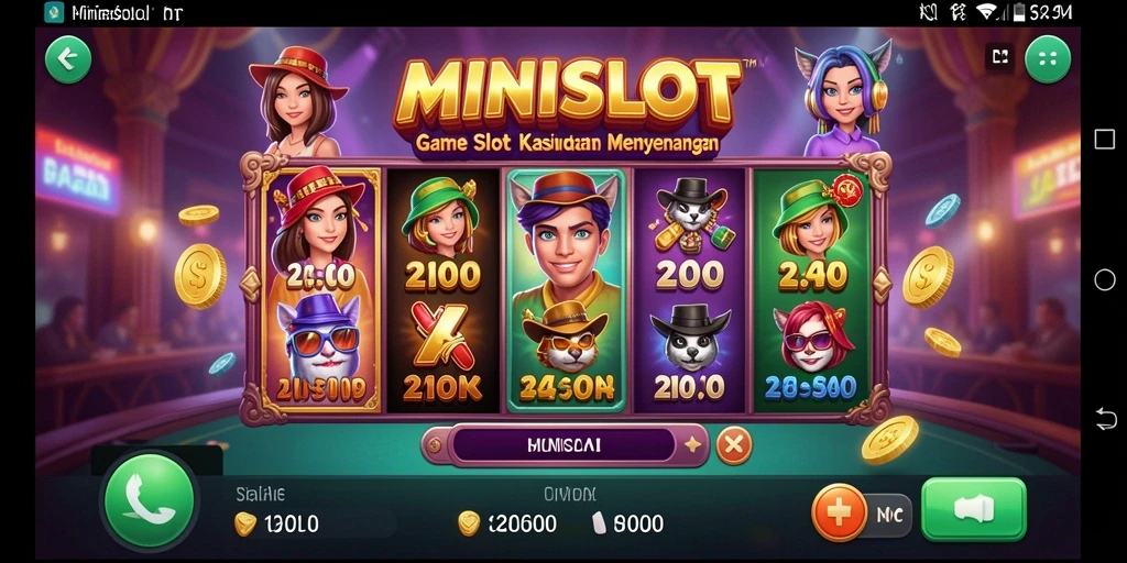 Screenshot gameplay <strong>MINISLOT</strong> yang menampilkan putaran slot yang mendebarkan.