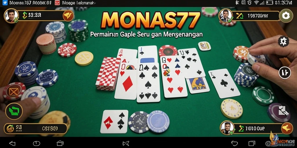 Tampilan gameplay seru dari MONAS77 dalam permainan Gaple.