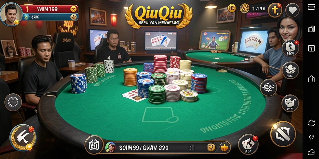 Gameplay seru QiuQiu di WIN199 dengan teman-teman.