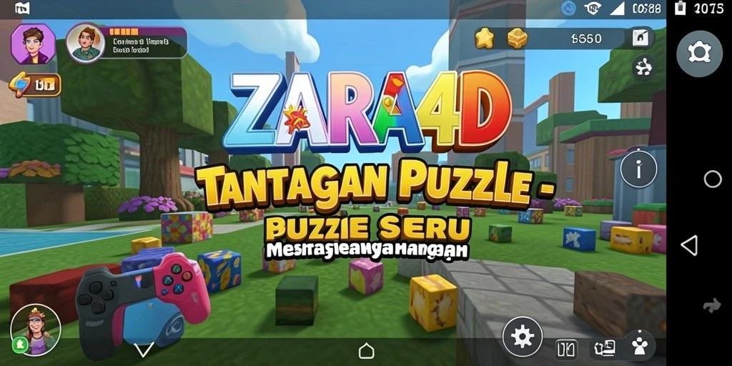 Screenshot utama ZARA4D menampilkan gameplay Puzzle yang menantang.